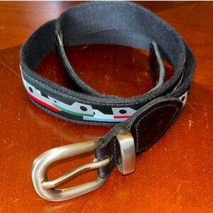 YRI | Tug Stuff‎ | Ribbon Belt | Embroidered Canvas & Leather Belt | 30/75